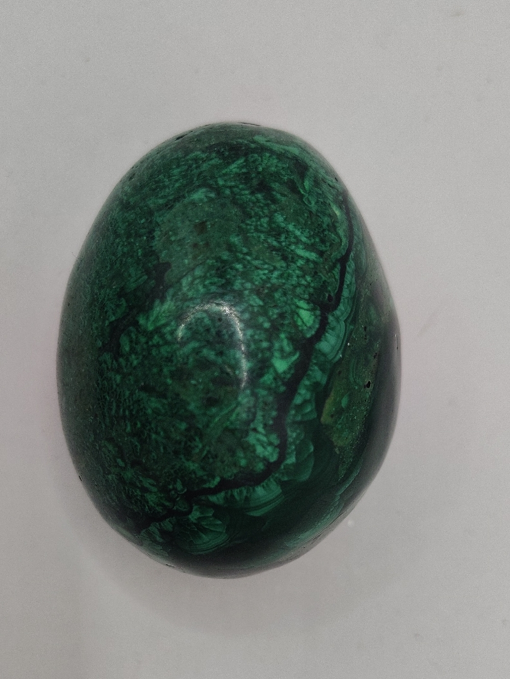 Gemstone - 218G Polished Green Malachite Egg - Deep Swirling Green